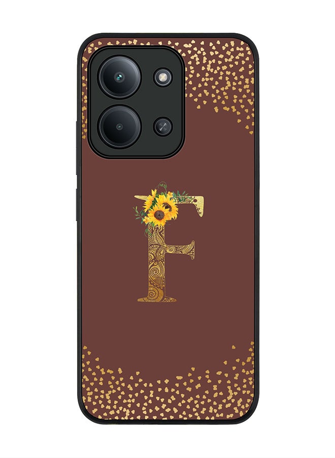 For Xiaomi Redmi 15C 4G Case,Slim fit Camera Protection, Shockproof Thin Phone cover  - Custom Floral Monogram - F  (Brown )